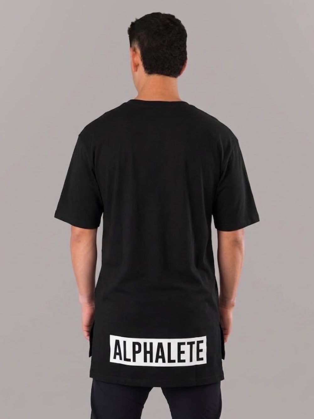 Alphalete Black Short-Sleeve Tee with White Back Logo